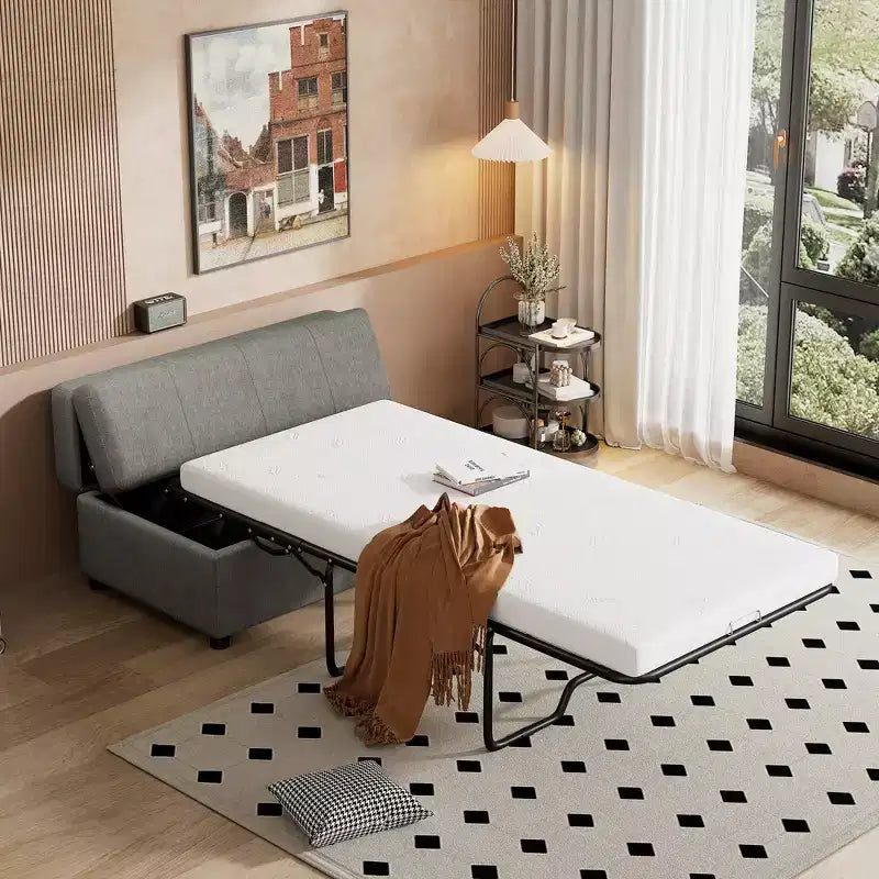 Lit pouf convertible taille Twin avec matelas - lit d'appoint gain de place pour salon et appartement