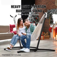 Support de Hamac Portable VEVOR, Charge Max 204 kg, Support de Hamac en Acier pour 2 Personnes, Cadre de Hamac Robuste avec Crochets Réglables Adapté aux Hamacs de 2,9 à 3,8 m