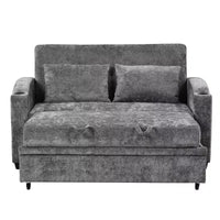 61.6 Canapé-lit convertible moderne en chenille avec ports USB, porte-gobelets et dossier réglable pour salon, appartement