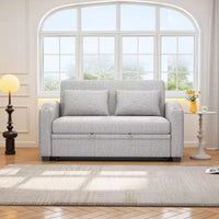 61.6 Canapé-lit convertible moderne en chenille avec ports USB, porte-gobelets et dossier réglable pour salon, appartement