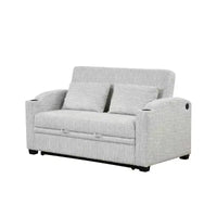 61.6 Canapé-lit convertible moderne en chenille avec ports USB, porte-gobelets et dossier réglable pour salon, appartement