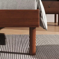 Roundhill Furniture Wyller Ensemble de chambre 3 pièces, lit plateforme avec deux tables de chevet, noyer naturel, Queen