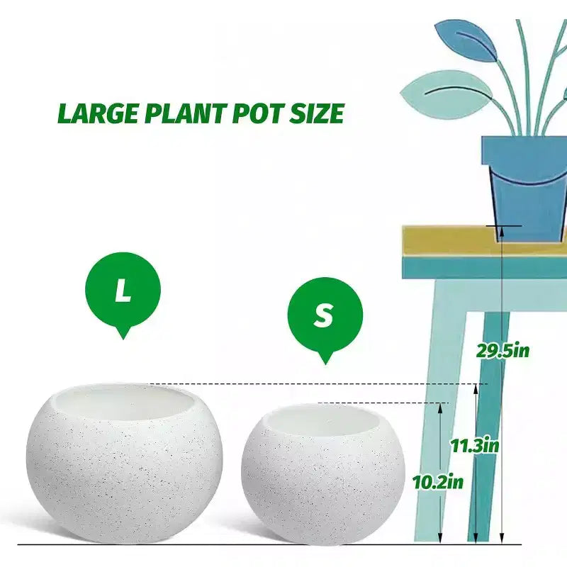 10,2 H x 13,5 Dia (ouverture 10) cm Pots de fleurs ronds à réserve d'eau pour l'intérieur avec drainage et indicateur de niveau d'eau, motif à pois blancs
