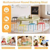 VECELO Tabourets empilables pour salle de classe, Tabourets portables en plastique de 30 cm de hauteur avec patins antidérapants pour l'école, Lot de 6/8