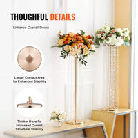 VEVOR 10 PIÈCES 90 cm Hauteur Support de Fleurs de Mariage en Cristal, Vases à Fleurs de Luxe Centres de Table Vase en Cristal Doré Métal, Parfait pour Scène de Mariage Fête