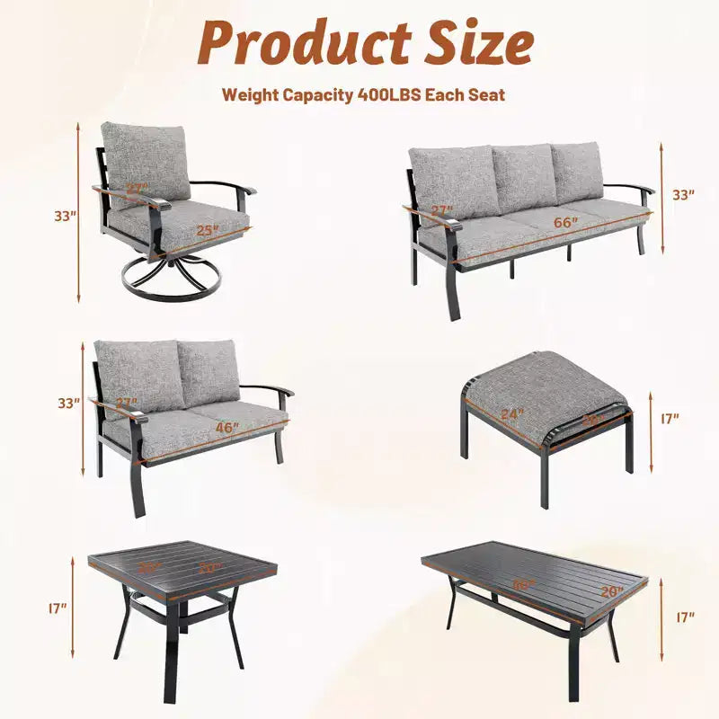 EROMMY Ensemble bistro 5 pièces - Chaises à bascule pivotantes d'extérieur avec ottomans et table basse