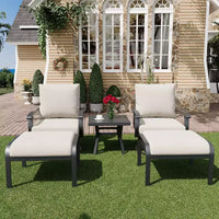 EROMMY Ensemble bistro 5 pièces - Chaises à bascule pivotantes d'extérieur avec ottomans et table basse