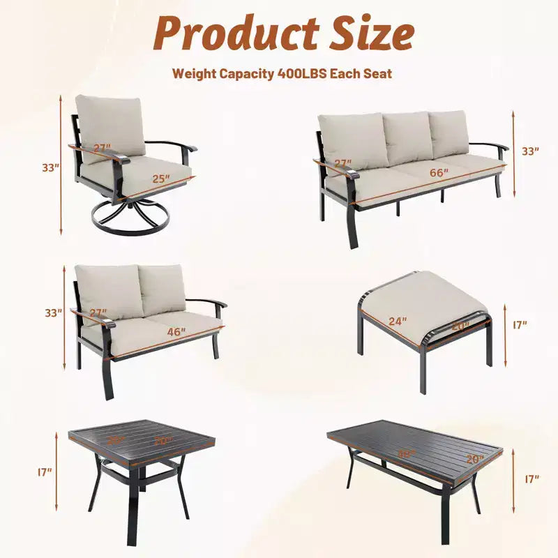 EROMMY Ensemble bistro 5 pièces - Chaises à bascule pivotantes d'extérieur avec ottomans et table basse