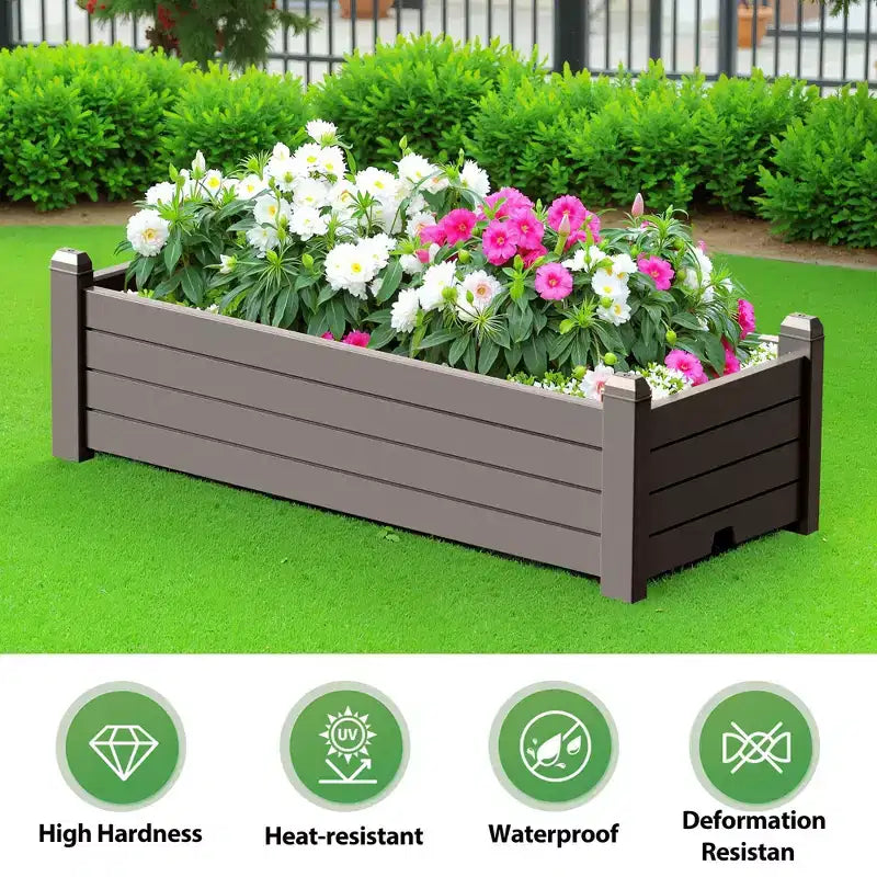 Bac de plantation rectangulaire pour jardin d'une capacité de 78 L / 21 Gal / 2,75 pieds cubes