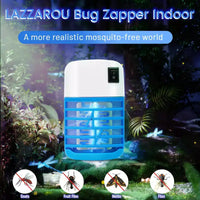LAZZAROU Tue-mouches et anti-moustiques d'intérieur - sans danger pour enfants et animaux | piège à mouches à lumière bleue pour maison, cuisine, chambre | sans produits chimiques, nettoyage facile