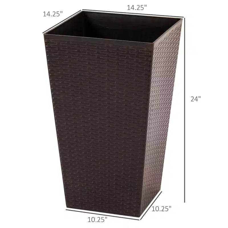 NAYSAYE 3 jardinières d'extérieur, 24 grandes jardinières effilées avec trous de drainage et bouchon, pots de fleurs pour terrasse, marron, 14,25 x 14,25 x 24