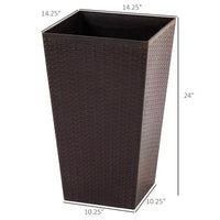 NAYSAYE Lot de 3 jardinières d'extérieur, grandes jardinières coniques hautes 24 avec trous de drainage et bouchon, pots de fleurs pour terrasse, Marron, 14,25*14,25*24
