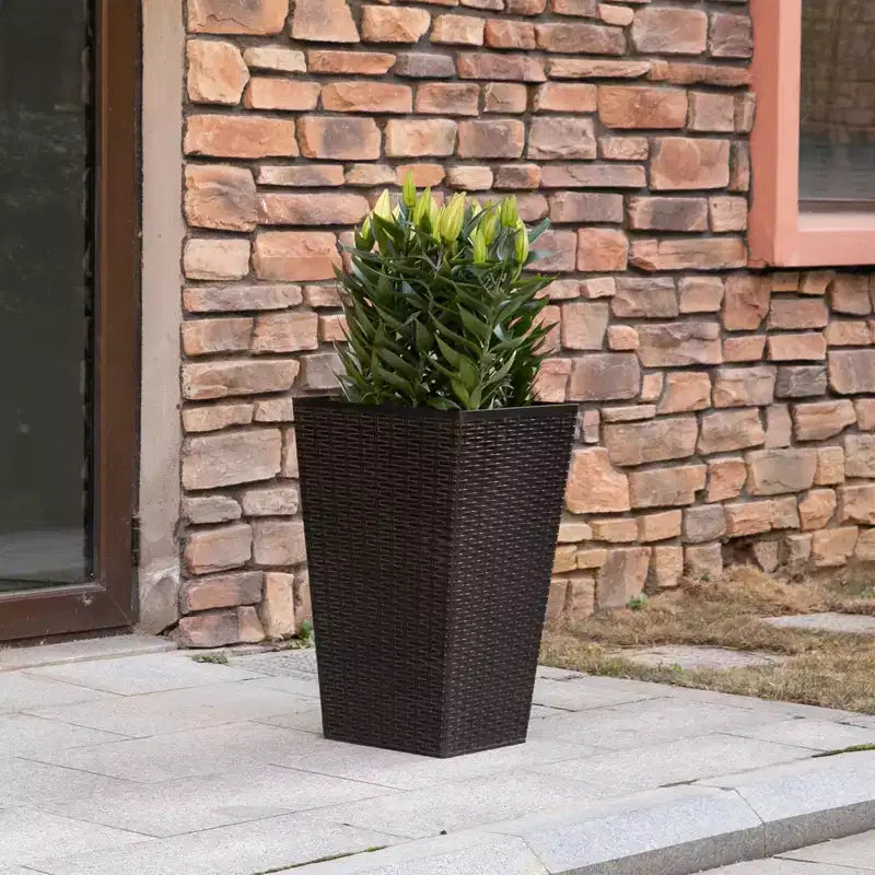 NAYSAYE Lot de 3 jardinières d'extérieur, grandes jardinières coniques hautes 24 avec trous de drainage et bouchon, pots de fleurs pour terrasse, Marron, 14,25*14,25*24