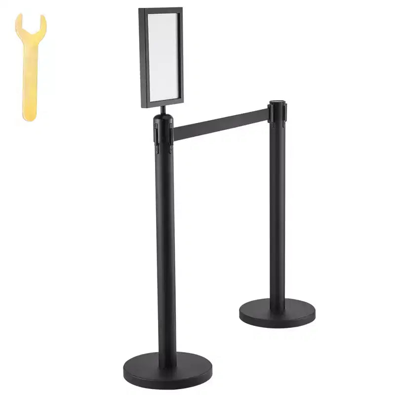 Poteaux de guidage VEVOR, barrières de contrôle de foule, poteaux de file d'attente en acier au carbone peints au four avec porte-panneau, noirs