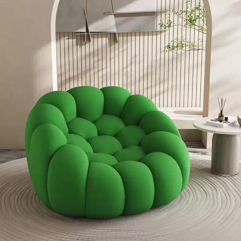 Canapé de sol à bulles 47 pouces au design incurvé, pouf poire 3D pour salon, vert