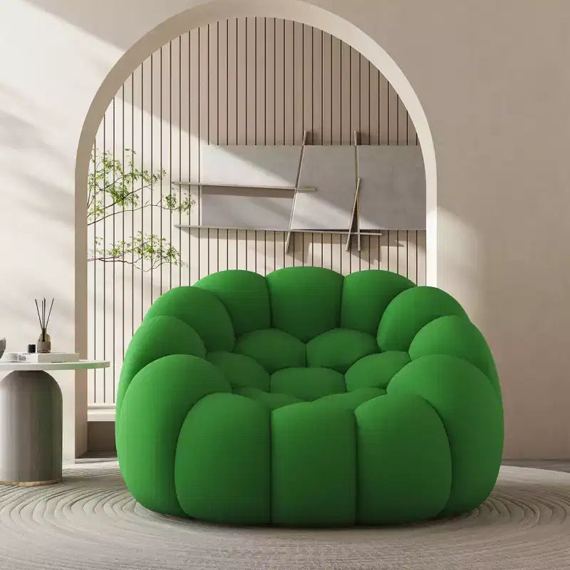 Canapé de sol à bulles 47 pouces au design incurvé, pouf poire 3D pour salon, vert
