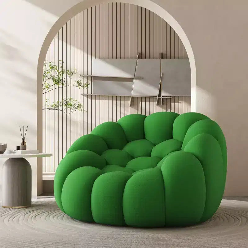 Canapé de sol à bulles 47 pouces au design incurvé, pouf poire 3D pour salon, vert