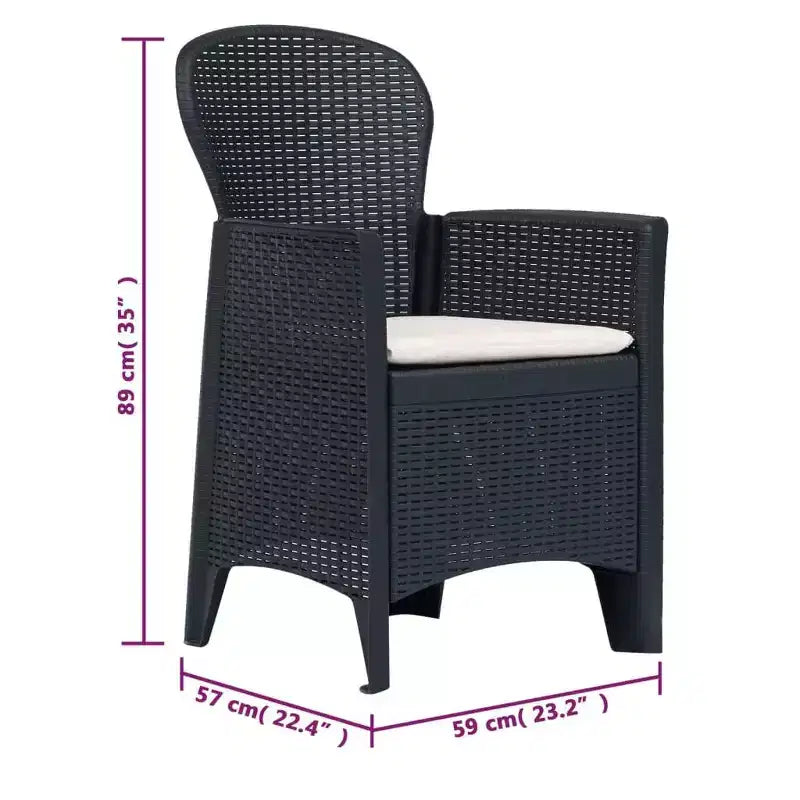 vidaXL Ensemble bistro Lot de 2 Anthracite Plastique aspect rotin Standard
