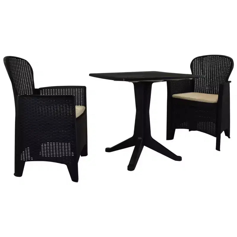 vidaXL Ensemble bistro Lot de 2 Anthracite Plastique aspect rotin Standard