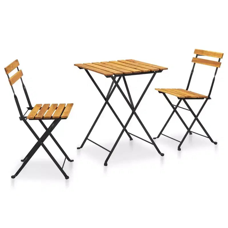 vidaXL Table et chaises de bistrot marron et noir Bois d'acacia massif Moyen