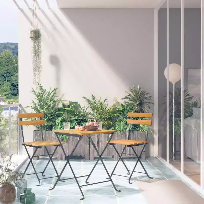 vidaXL Table et chaises de bistrot marron et noir Bois d'acacia massif Moyen