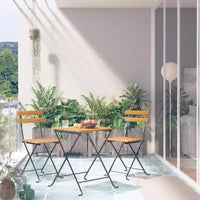 vidaXL Table et chaises de bistrot marron et noir Bois d'acacia massif Moyen