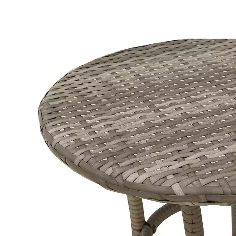 vidaXL Ensemble de bistro 3 pièces en rotin synthétique - Chaises inclinables réglables avec coussins et table ronde, résistant aux intempéries, gris/bleu marine