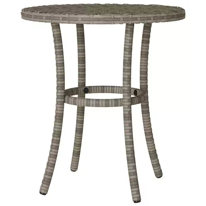 vidaXL Ensemble de bistro 3 pièces en rotin synthétique - Chaises inclinables réglables avec coussins et table ronde, résistant aux intempéries, gris/bleu marine