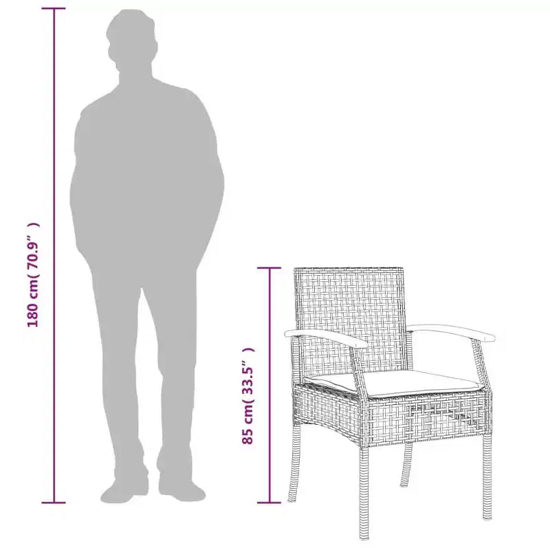 vidaXL Ensemble bistro 3 pièces avec coussins, résine tressée poly grise, bois d'acacia