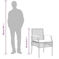 vidaXL Ensemble bistro 3 pièces avec coussins, résine tressée poly grise, bois d'acacia