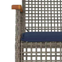 vidaXL Ensemble bistro 3 pièces avec coussins, résine tressée poly grise, bois d'acacia