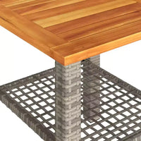 vidaXL Ensemble bistro 3 pièces avec coussins, résine tressée poly grise, bois d'acacia