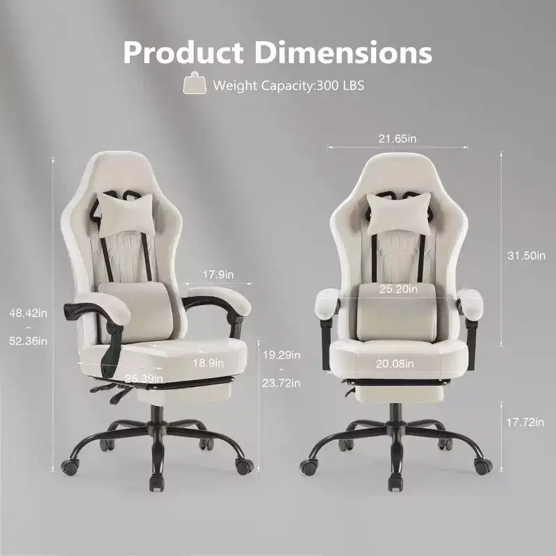 Chaise gaming d'ordinateur MAYEERTY avec soutien lombaire, hauteur réglable, roulettes rotatives à 360°, accoudoirs et appuie-têtes inclus