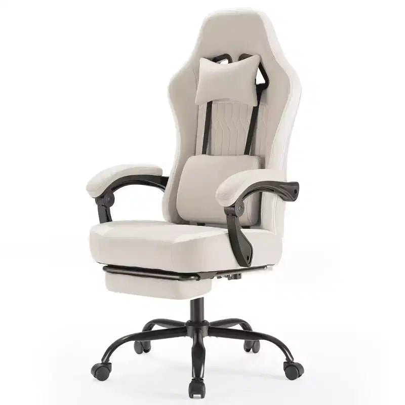 Chaise gaming d'ordinateur MAYEERTY avec soutien lombaire, hauteur réglable, roulettes rotatives à 360°, accoudoirs et appuie-têtes inclus
