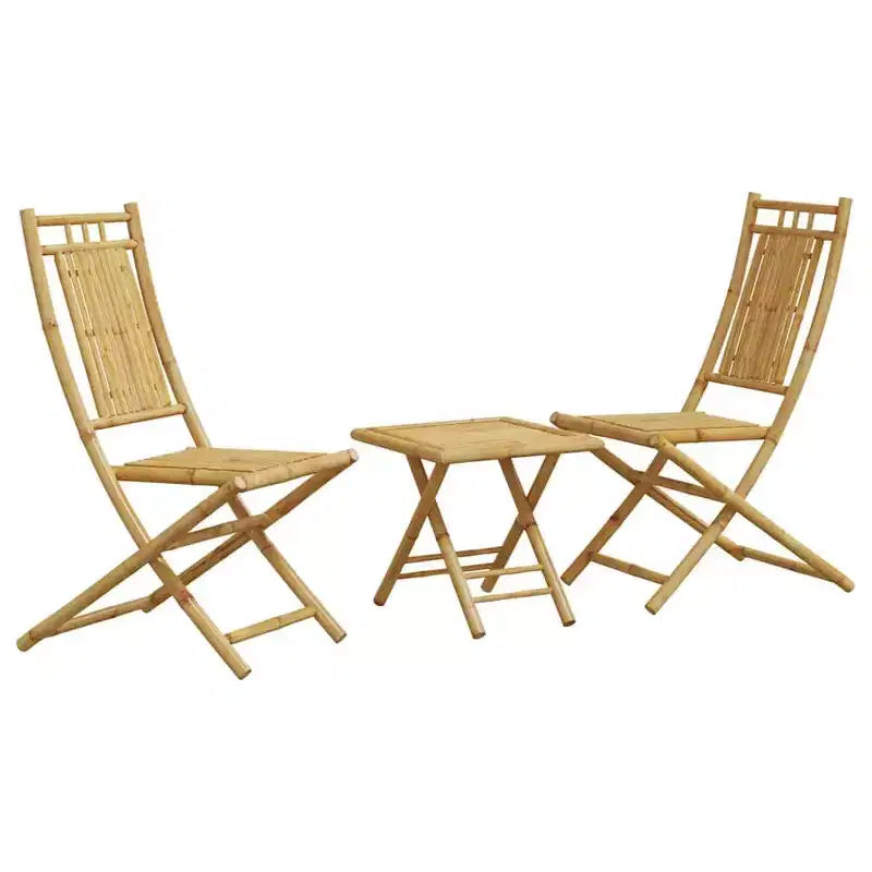 vidaXL Ensemble bistro en bambou naturel pliable carré rustique