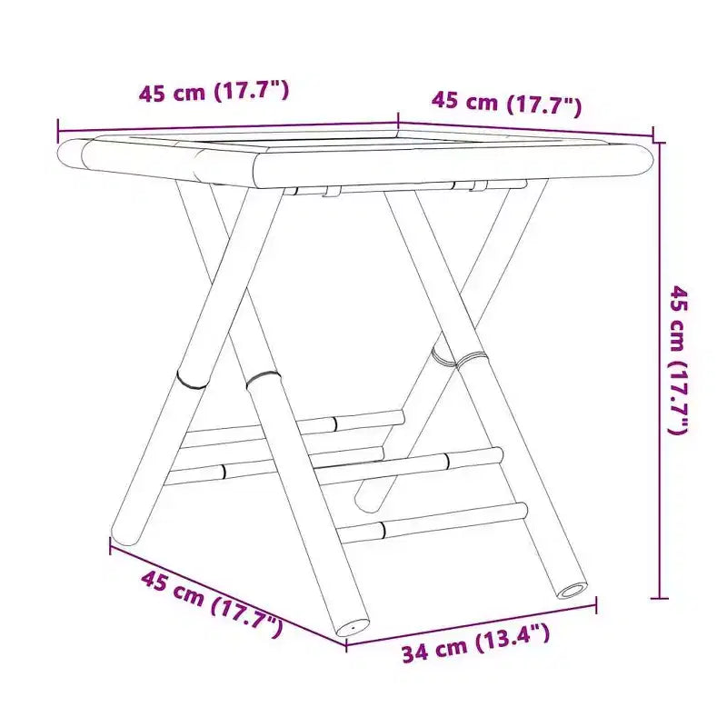 vidaXL Ensemble bistro en bambou naturel pliable carré rustique