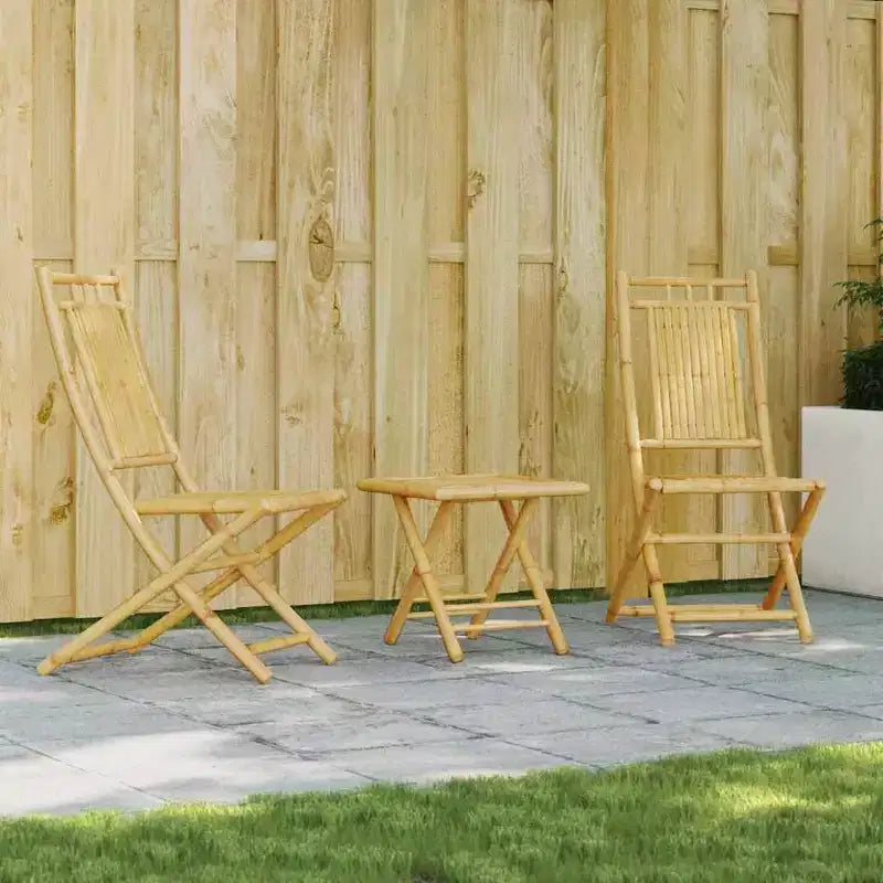 vidaXL Ensemble bistro en bambou naturel pliable carré rustique