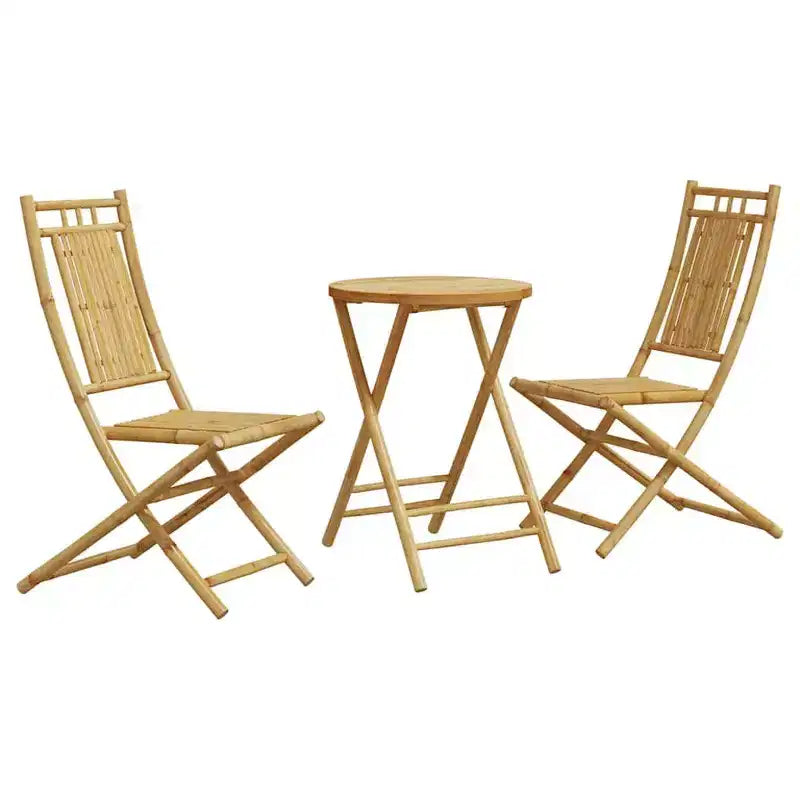 vidaXL Ensemble de bistro bambou naturel moyen ensemble de bistro pliable