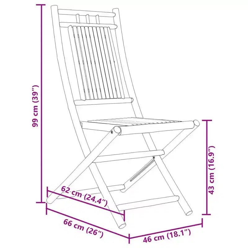 vidaXL Ensemble de bistro bambou naturel moyen ensemble de bistro pliable