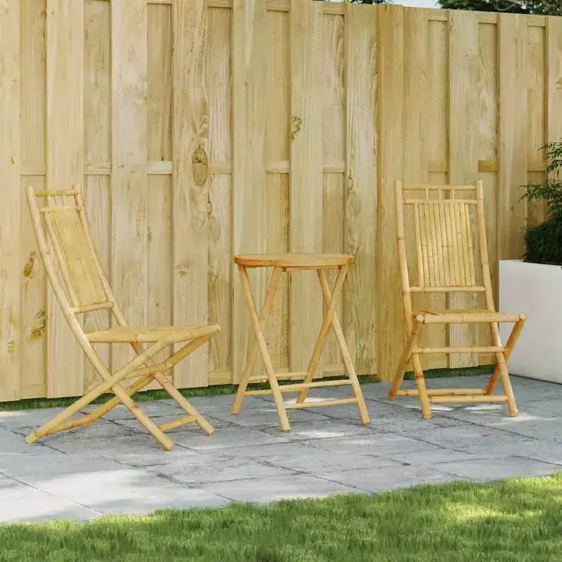 vidaXL Ensemble bistro en bambou naturel Moyen pliable