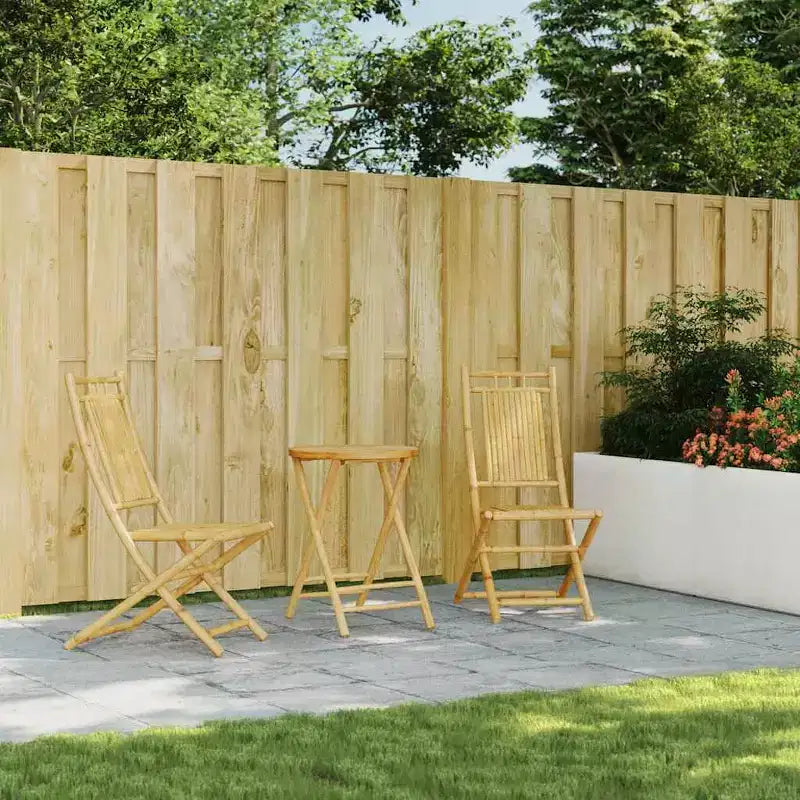vidaXL Ensemble bistro en bambou naturel Moyen pliable