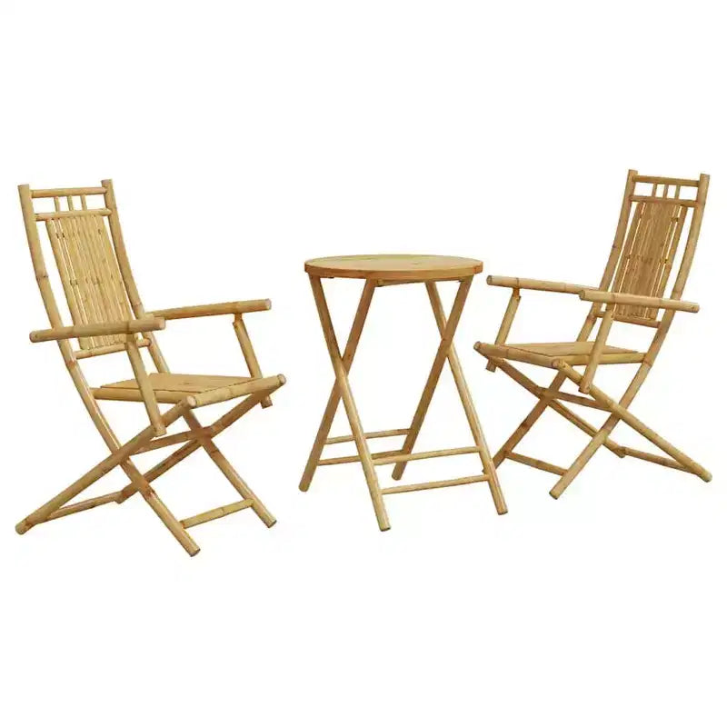 vidaXL Ensemble bistro en bambou naturel 2 places pliable