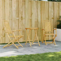 vidaXL Ensemble bistro en bambou naturel 2 places pliable