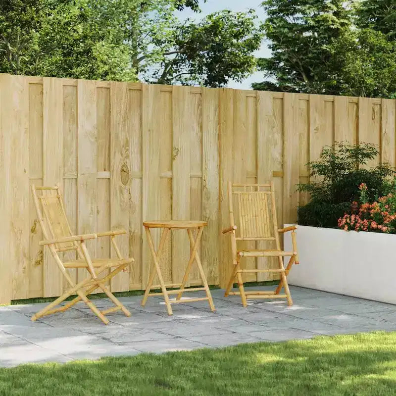 vidaXL Ensemble bistro en bambou naturel 2 places pliable
