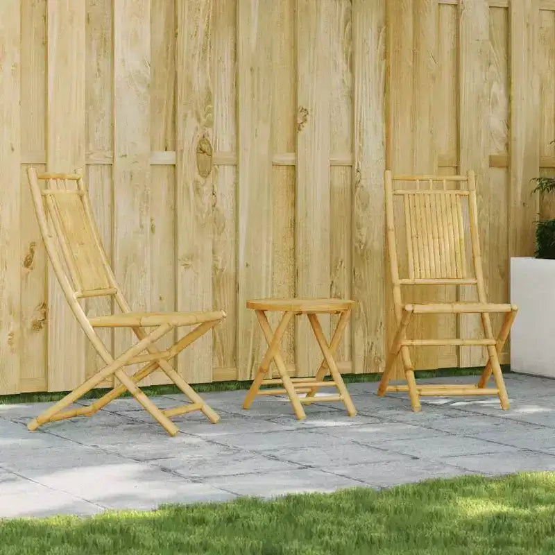 vidaXL Ensemble bistro en bambou naturel, 3 pièces, pliable