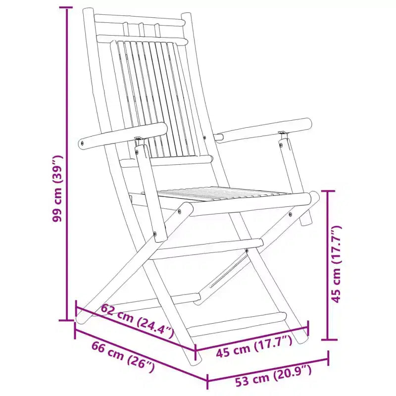 vidaXL Ensemble bistro 3 pièces en bambou naturel pliable