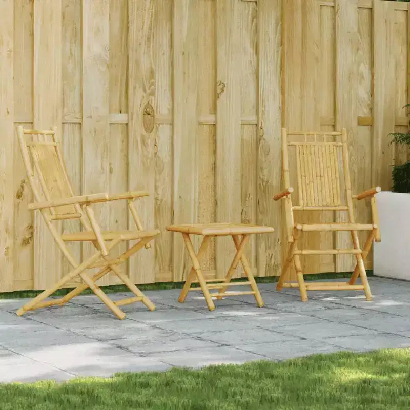 vidaXL Ensemble bistro 3 pièces en bambou naturel pliable