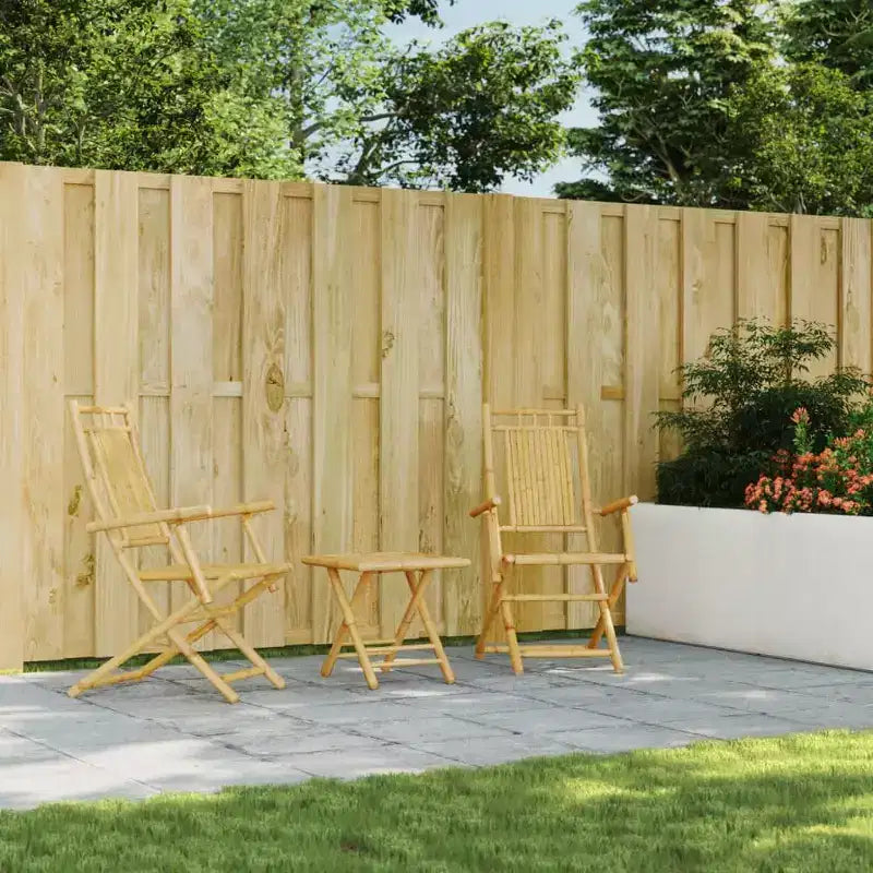 vidaXL Ensemble bistro 3 pièces en bambou naturel pliable
