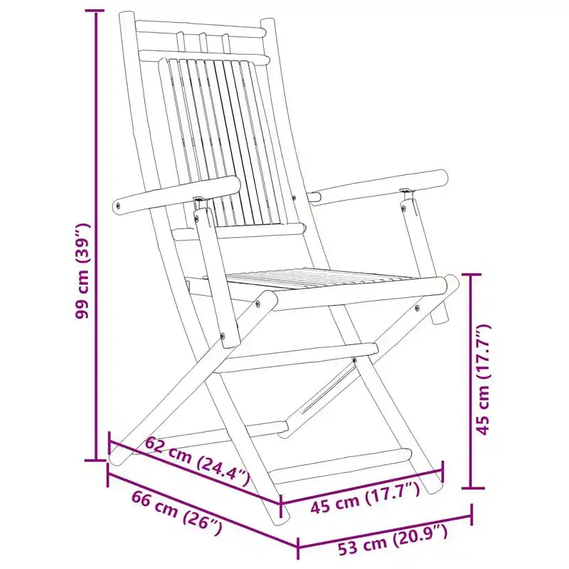 vidaXL Ensemble de bistro en bambou naturel, compact et pliable
