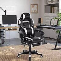 Chaise rose fleur de cerisier avec repose-pieds, chaise d'ordinateur ergonomique avec soutien lombaire et appui-tête, chaises de direction à base pivotante à 360° et hauteur réglable